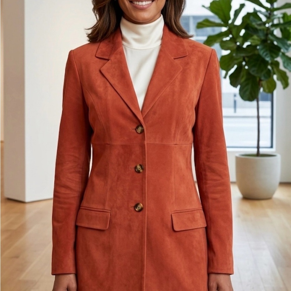 AUGUST SILK  Rust Orange  Single-Breasted Blazer SIZE 8